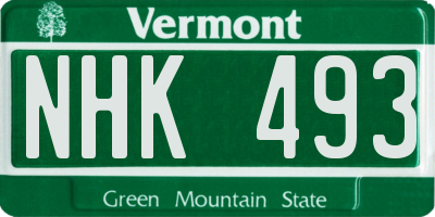 VT license plate NHK493