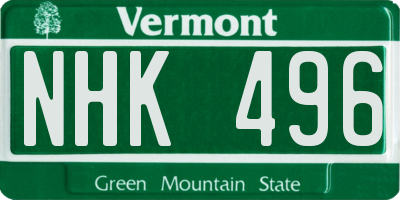 VT license plate NHK496