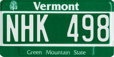 VT license plate NHK498