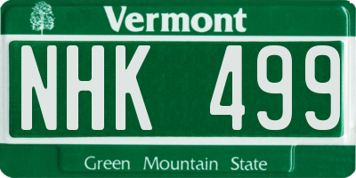 VT license plate NHK499