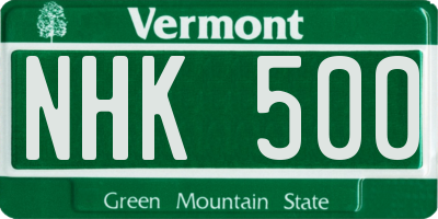 VT license plate NHK500