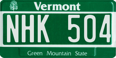 VT license plate NHK504