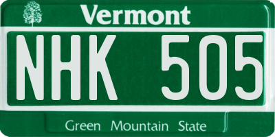 VT license plate NHK505