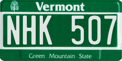VT license plate NHK507