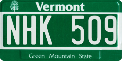 VT license plate NHK509