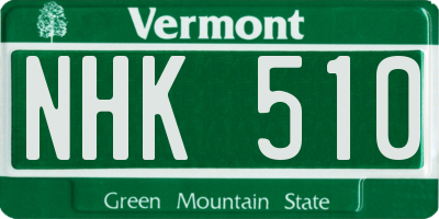 VT license plate NHK510