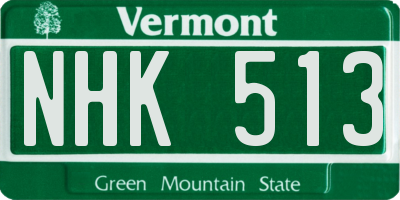 VT license plate NHK513