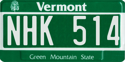 VT license plate NHK514