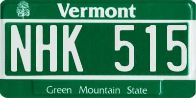 VT license plate NHK515