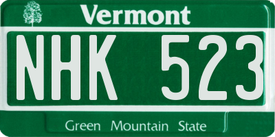 VT license plate NHK523