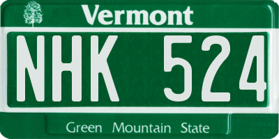 VT license plate NHK524