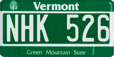 VT license plate NHK526