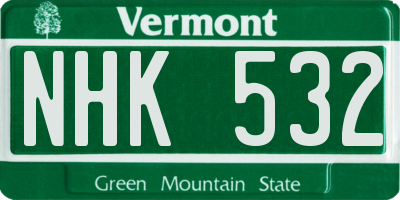 VT license plate NHK532