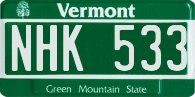 VT license plate NHK533