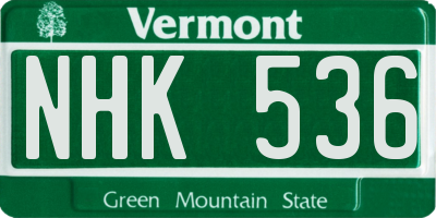 VT license plate NHK536