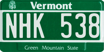 VT license plate NHK538