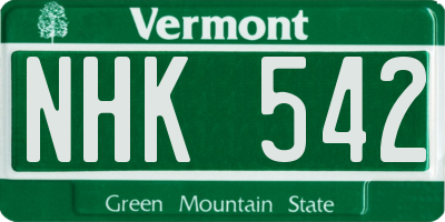VT license plate NHK542