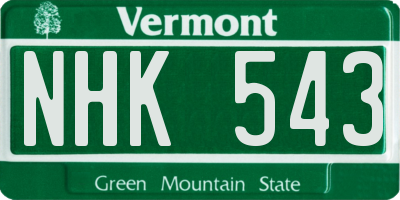 VT license plate NHK543
