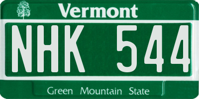 VT license plate NHK544