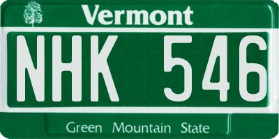 VT license plate NHK546