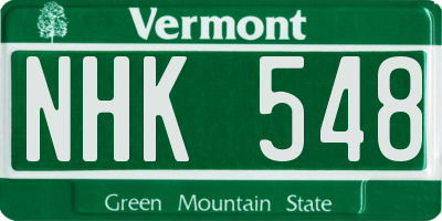 VT license plate NHK548