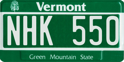 VT license plate NHK550