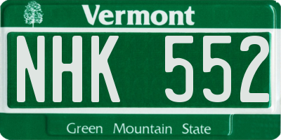 VT license plate NHK552