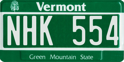 VT license plate NHK554