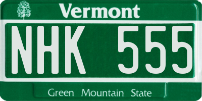 VT license plate NHK555