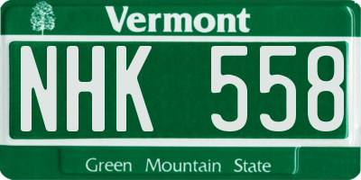VT license plate NHK558
