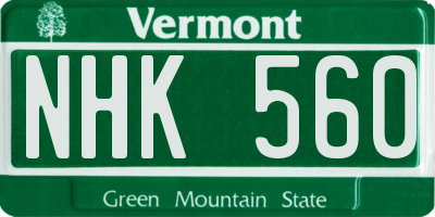 VT license plate NHK560