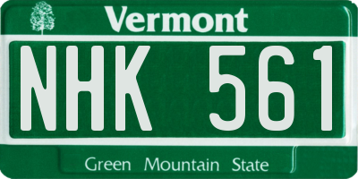 VT license plate NHK561