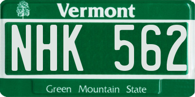 VT license plate NHK562