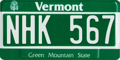 VT license plate NHK567