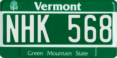 VT license plate NHK568
