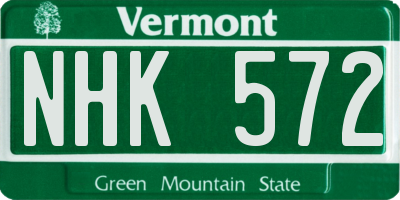 VT license plate NHK572