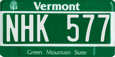 VT license plate NHK577