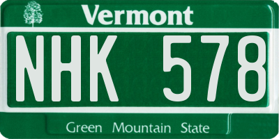 VT license plate NHK578