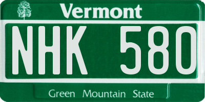 VT license plate NHK580