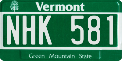 VT license plate NHK581