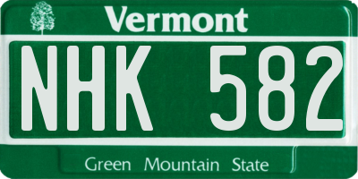 VT license plate NHK582