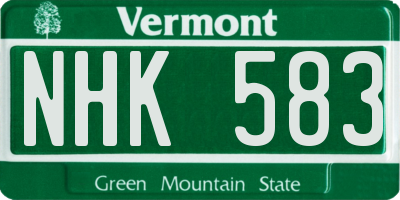 VT license plate NHK583