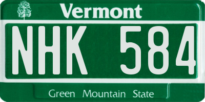 VT license plate NHK584