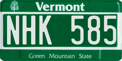 VT license plate NHK585