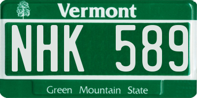 VT license plate NHK589