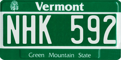 VT license plate NHK592