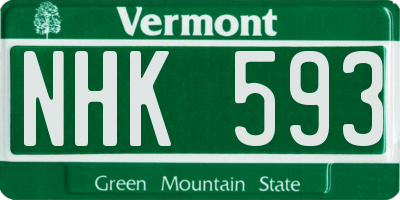 VT license plate NHK593