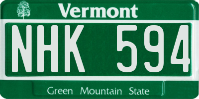 VT license plate NHK594