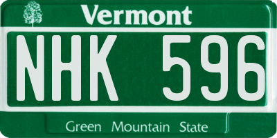 VT license plate NHK596