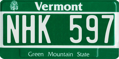 VT license plate NHK597